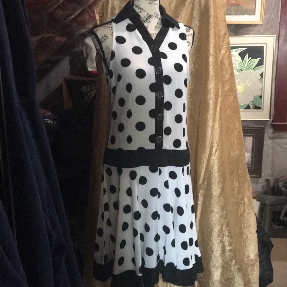Black and white polka dot dress